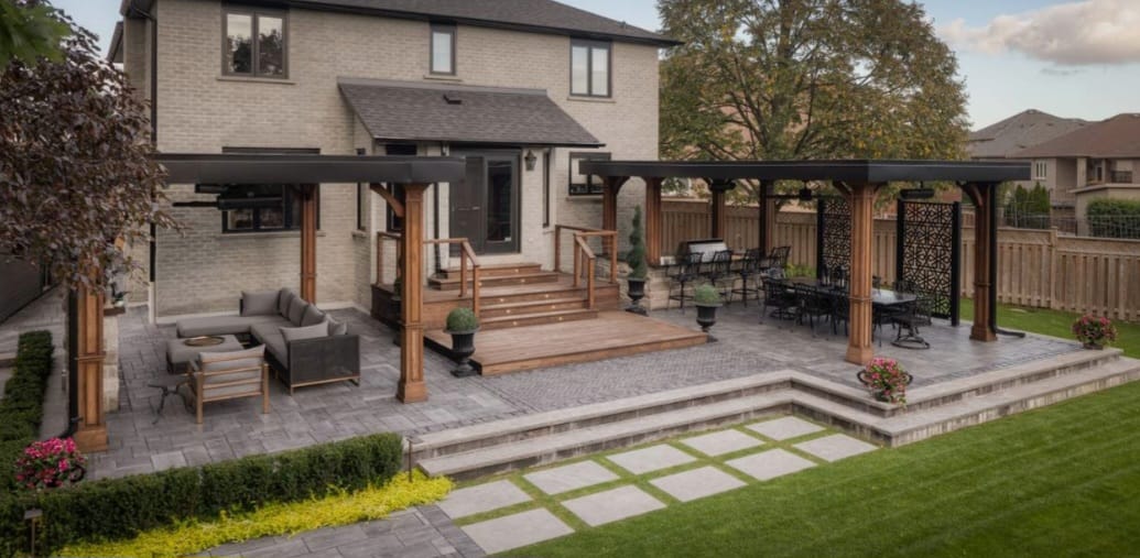 Professional landscaping project by Green 4 Life featuring precision stonework and greenery